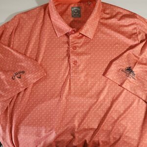 Callaway Men's Golf Polo Shirt Orange With Geometric Pattern Size XL